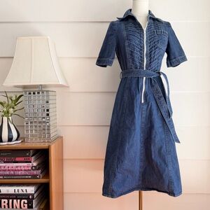 Vintage 1970s Denim Midi Dress  size S